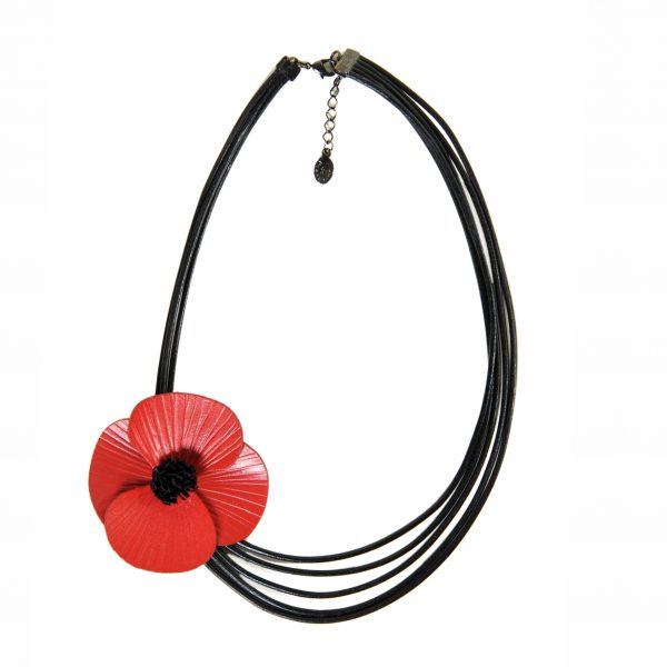 collier fleur coquelicot