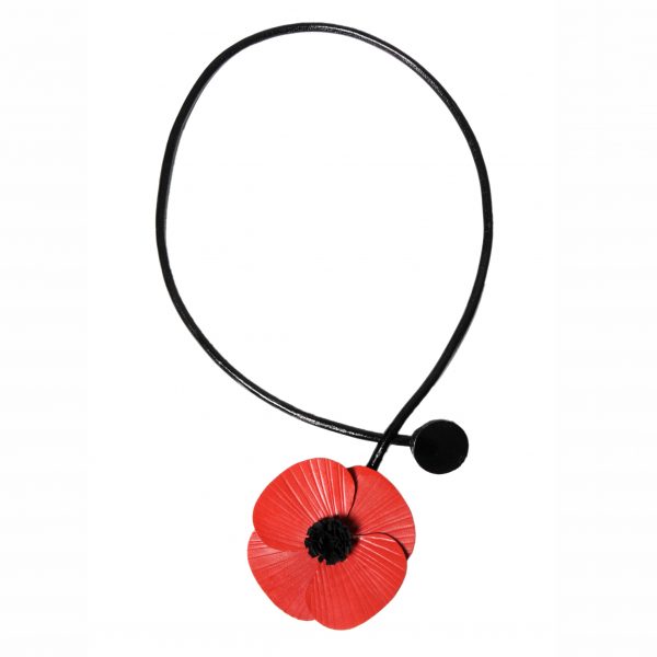 collier fleur coquelicot