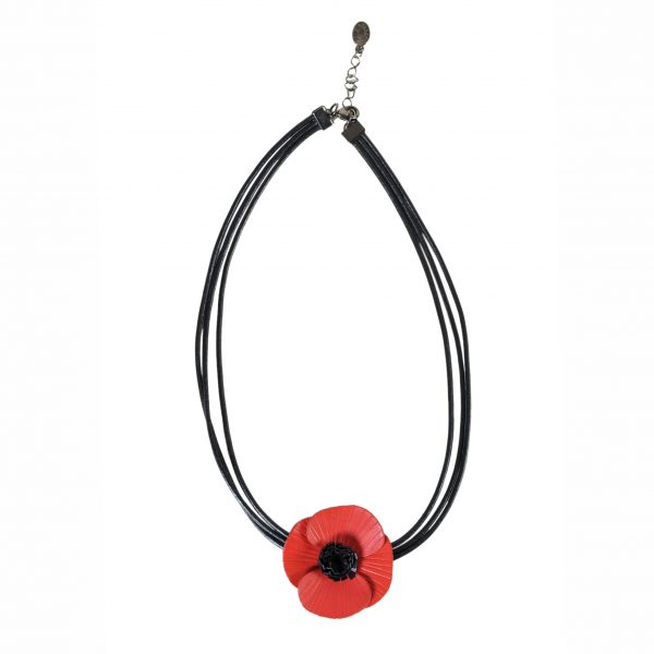 collier fleur coquelicot