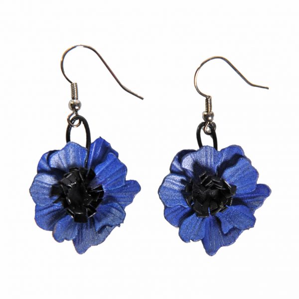 boucles d'oreilles fleur en cuir