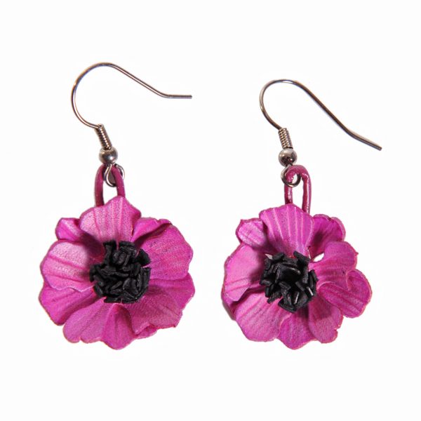 boucles d'oreilles fleurs en cuir