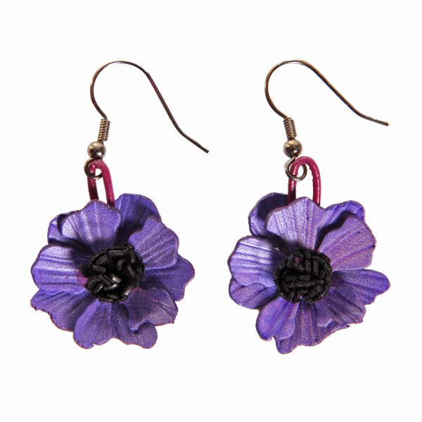 boucles d'oreilles fleur en cuir