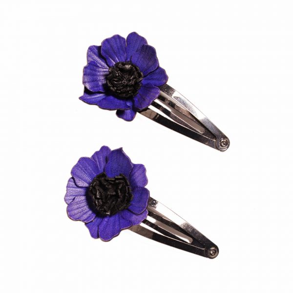 barrette fleur en cuir