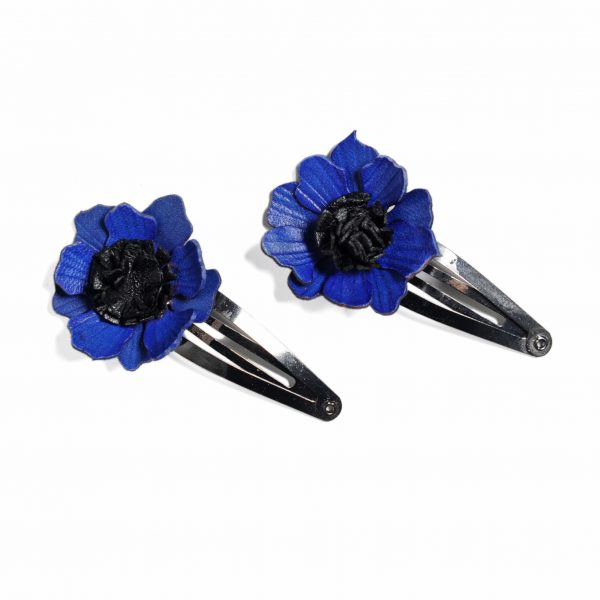 barrette fleur en cuir