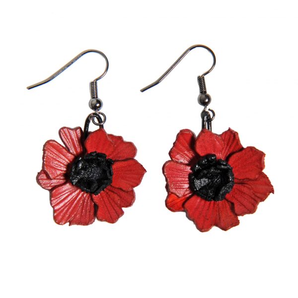 boucles d'oreilles fleur en cuir