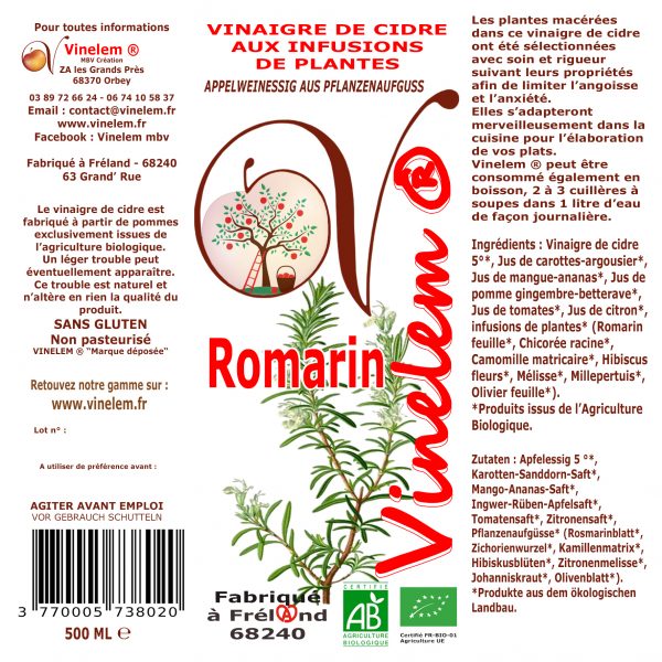 Vinaigre de Cidre - Romarin 50 CL BIO – Image 2