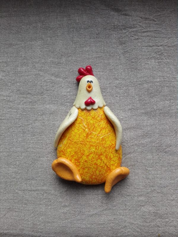 Poule en Pâte à sel décor papier
