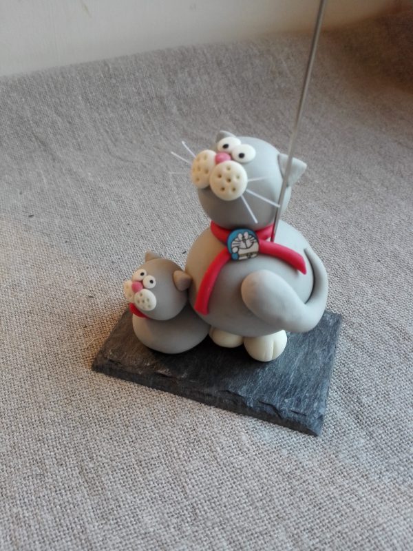 Porte-Photo CHATS GRIS en porcelaine froide – Image 2