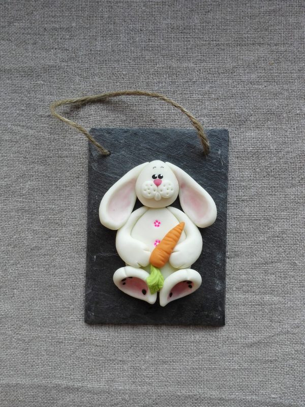 Ardoise LAPIN en porcelaine froide