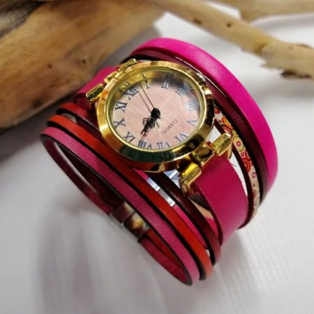 montre bijoux, bracelet cuir multi rang