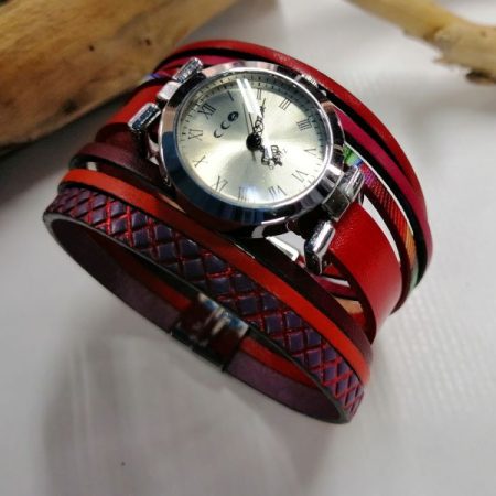 montre bijoux, bracelet en cuir