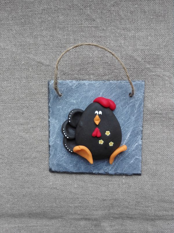 Ardoise Poule en porcelaine froide